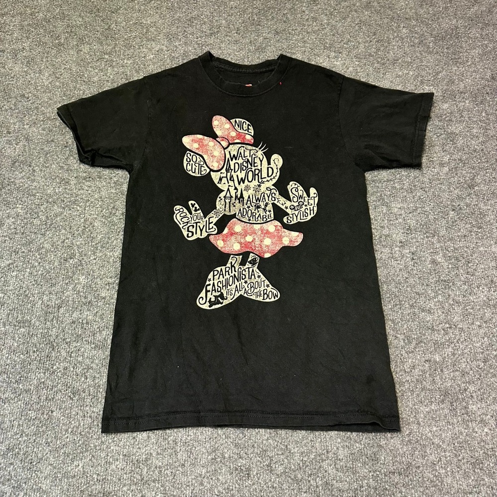 Disney T-Shirt Womens Size S Black Minnie Mouse Park Fashionista Graphic Hanes